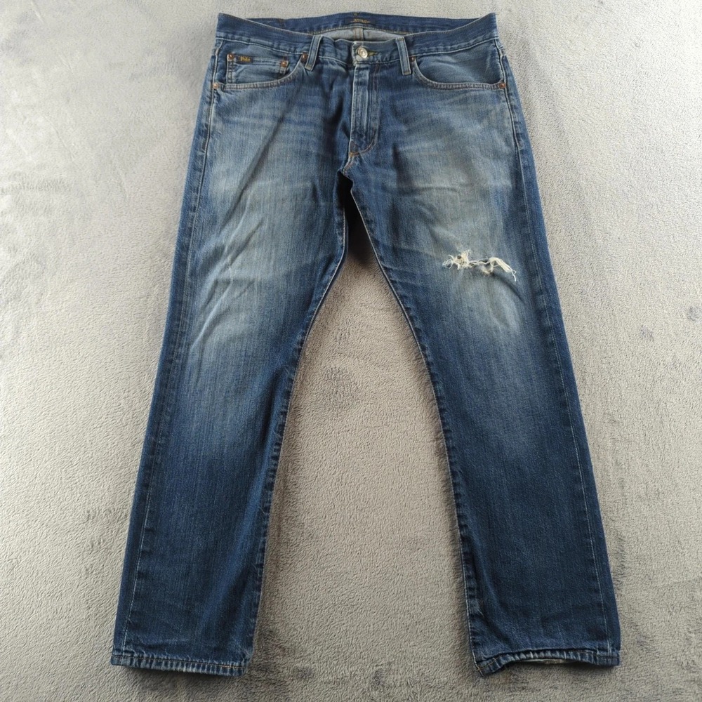 Polo Ralph Lauren Jeans Mens 34x30 (Fits 32x30) Blue Faded Distressed Varick